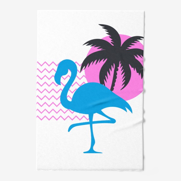Полотенце &laquo;Фламинго на фоне розового солнца и пальмы&raquo;