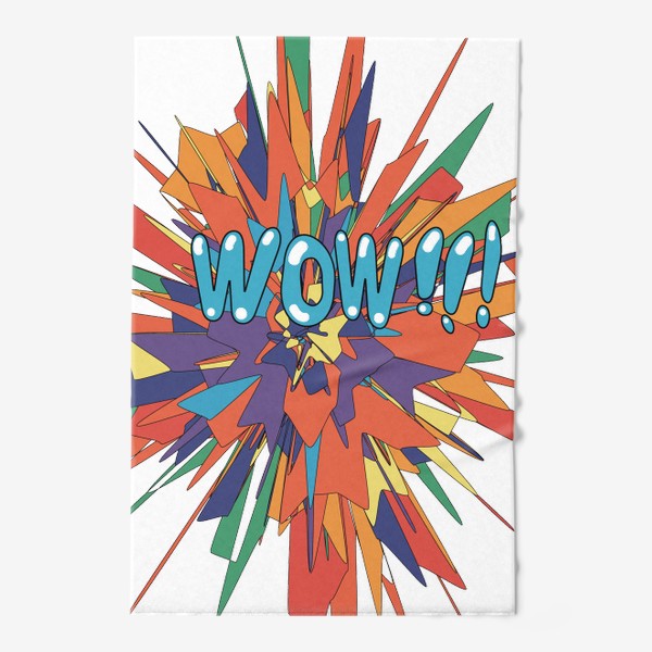 Полотенце «яркая разноцветная надпись wow на разноцветном абстрактном фоне в стиле поп-арт.»