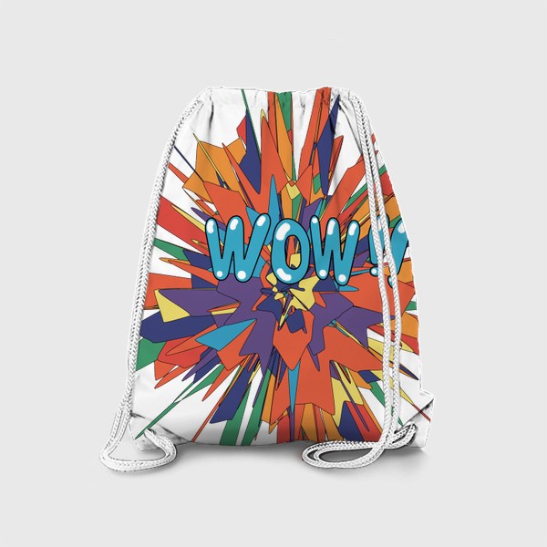 Рюкзак «яркая разноцветная надпись wow на разноцветном абстрактном фоне в стиле поп-арт.»
