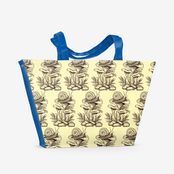 Пляжная сумка «Паттерн с улиткой на грибах»