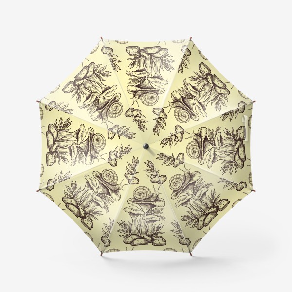 Зонт «Паттерн с улиткой на грибах»