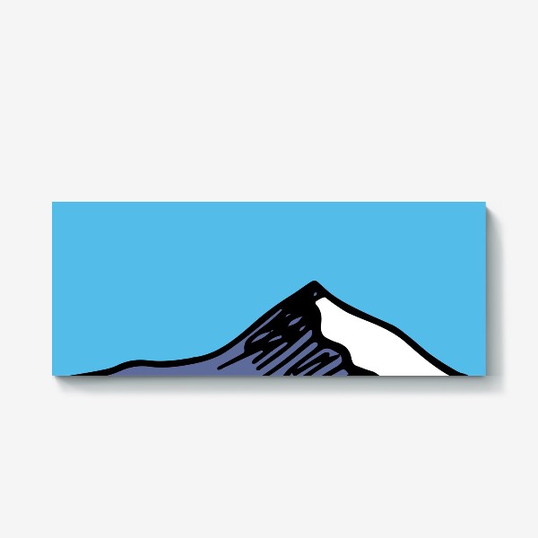 Холст «горизонтальный горный пейзаж. серая в тени, и белый снег гора на фоне голубого неба»