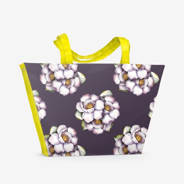 Пляжная сумка «Магнолии на фиолетовом»