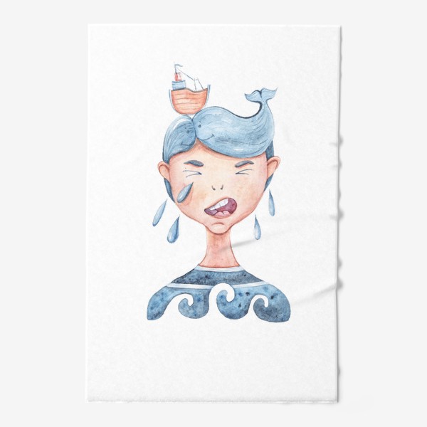 Полотенце &laquo;Забавная детская акварельная морская иллюстрация. Моряк. Принт для пляжной сумки&raquo;