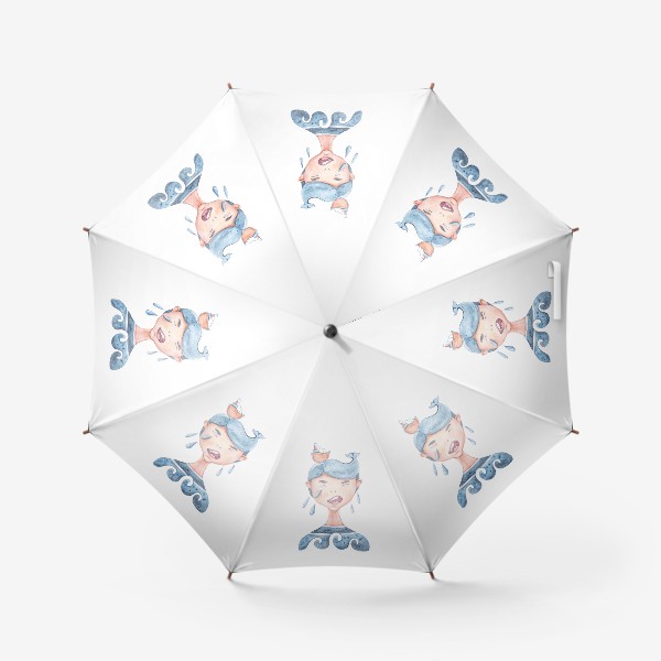 Зонт «Забавная детская акварельная морская иллюстрация. Моряк. Принт для пляжной сумки»