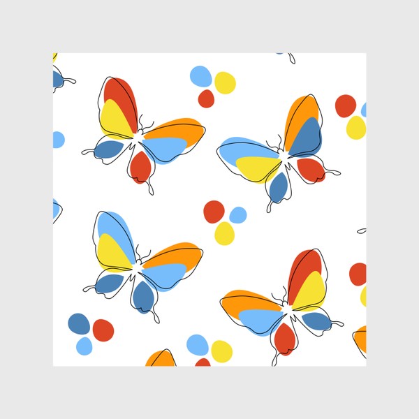 Шторы «Бабочки.Бесшовный современный паттерн с разноцветными бабочками.»