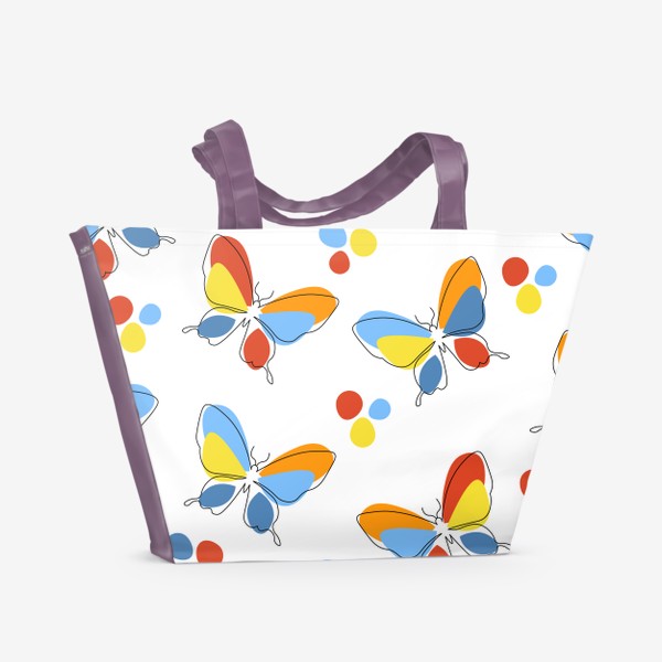Пляжная сумка &laquo;Бабочки.Бесшовный современный паттерн с разноцветными бабочками.&raquo;