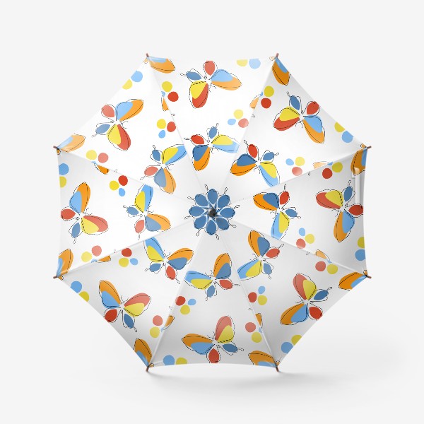 Зонт «Бабочки.Бесшовный современный паттерн с разноцветными бабочками.»