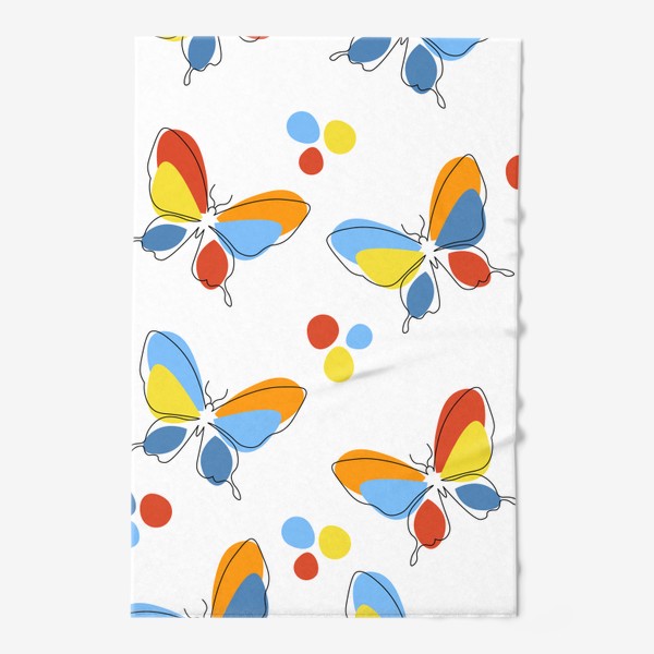 Полотенце «Бабочки.Бесшовный современный паттерн с разноцветными бабочками.»