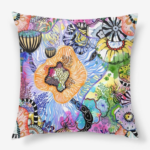 Подушка «Яркий цветочный абстрактный принт»