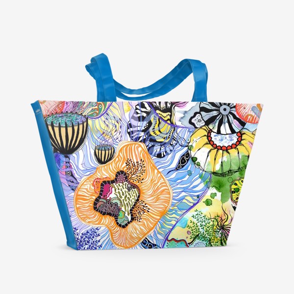 Пляжная сумка «Яркий цветочный абстрактный принт»