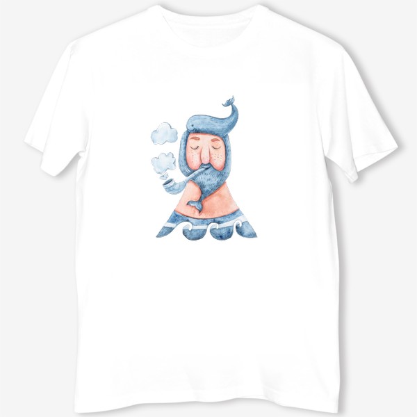 Футболка «Летняя морская иллюстрация. Моряк с трубкой. Принт для детской футболки»