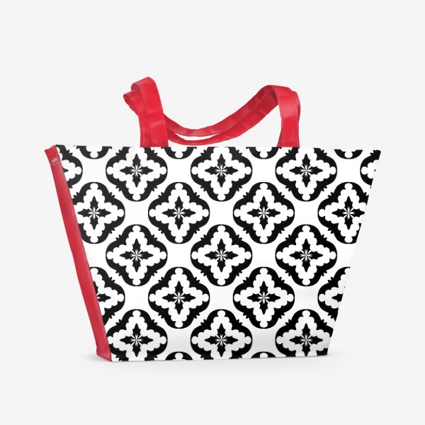 Пляжная сумка «абстрактный черно белый паттерн из ромбов. простой геометрической паттерн»