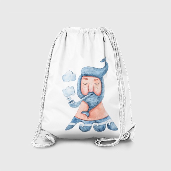 Рюкзак «Летняя морская иллюстрация. Моряк с трубкой. Принт для детской футболки»