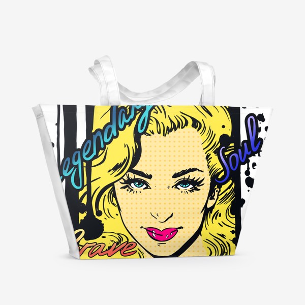 Пляжная сумка «Поп-арт / Pop art / Красивая девушка / Комиксы»