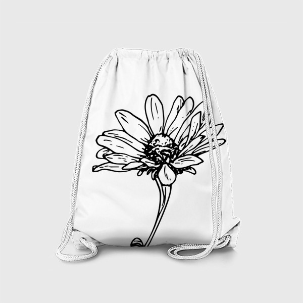 Рюкзак «цветок ромашки или гелиопсиса. простой скетч летнего цветка черной линией сбоку»