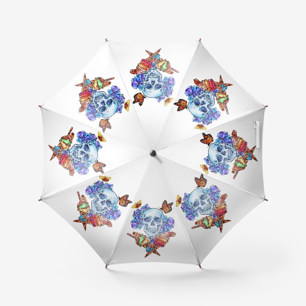 Зонт «Акварельная иллюстрация "Череп с мороженым"»