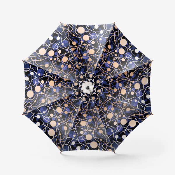 Зонт «Золотые и синие нити и бусины»