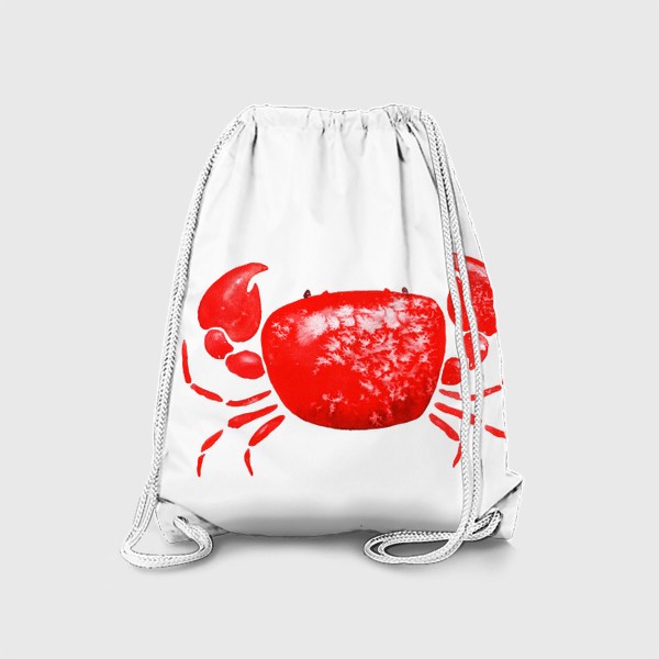 Рюкзак «акварельный краб. веселый мультяшный морской крабик красного цвета»