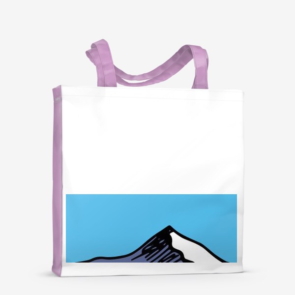 Сумка-шоппер «горизонтальный горный пейзаж. серая в тени, и белый снег гора на фоне голубого неба»