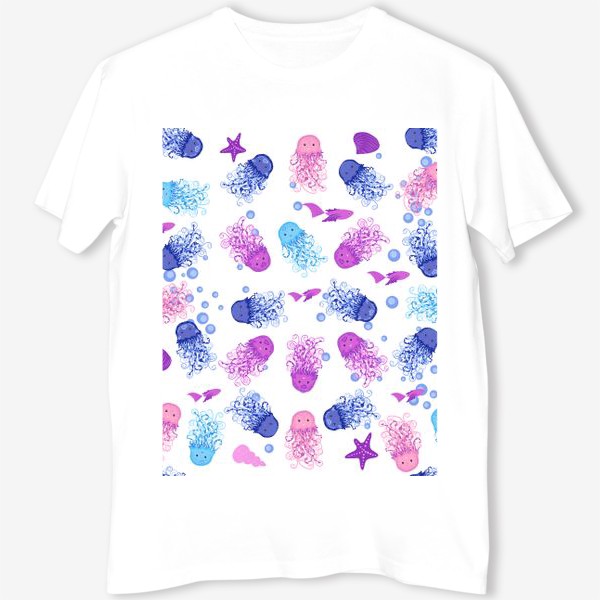 Футболка «Разноцветные маленькие медузы паттерн»