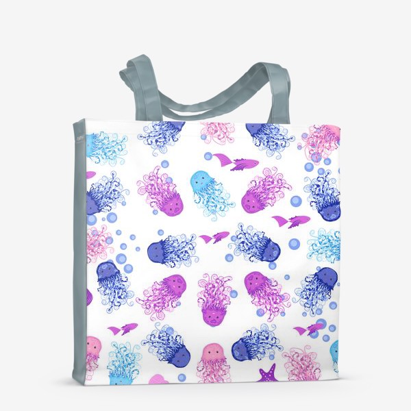 Сумка-шоппер «Разноцветные маленькие медузы паттерн»