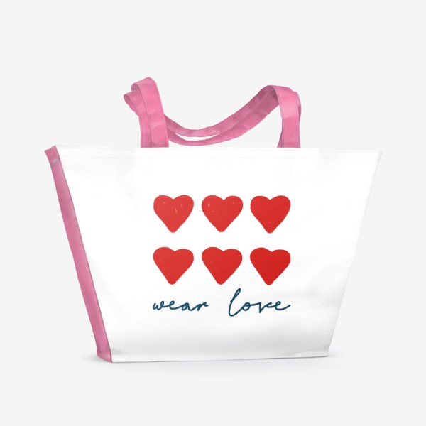 Пляжная сумка «Сердца и надпись Wear love»