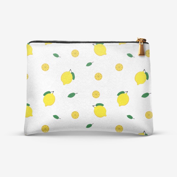 Косметичка «яркий фруктовый паттерн с лимонами»