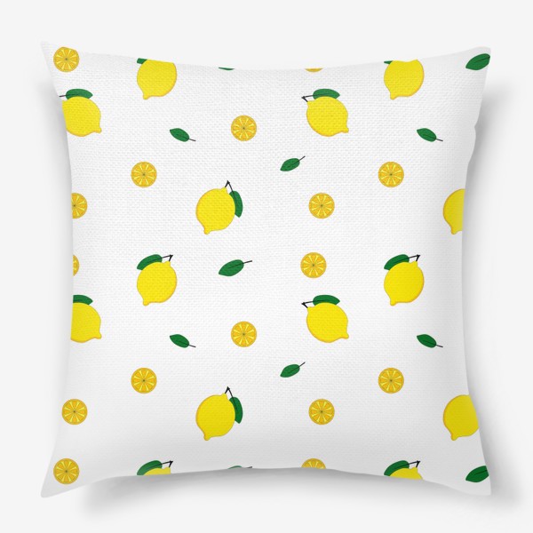 Подушка «яркий фруктовый паттерн с лимонами»
