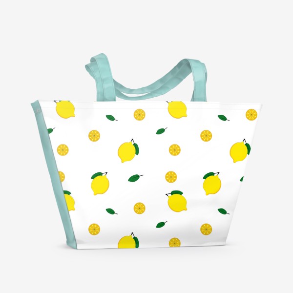 Пляжная сумка «яркий фруктовый паттерн с лимонами»