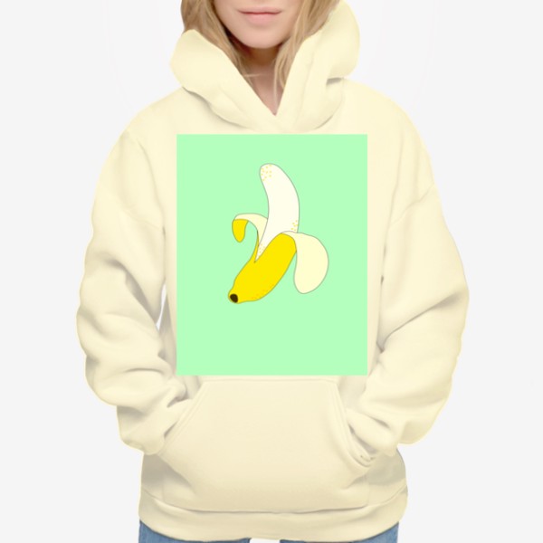 Худи «яркий вкусный  узор с жёлтыми бананами»
