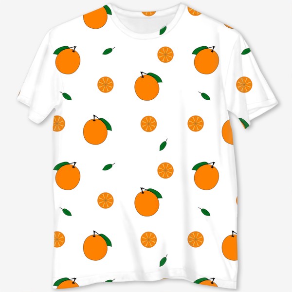 Футболка с полной запечаткой «яркий фруктовый паттерн с апельсинами»