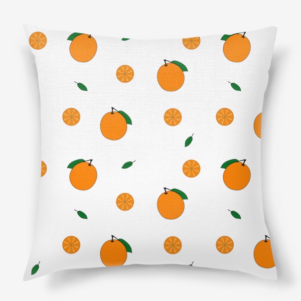 Подушка «яркий фруктовый паттерн с апельсинами»