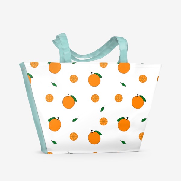 Пляжная сумка «яркий фруктовый паттерн с апельсинами»
