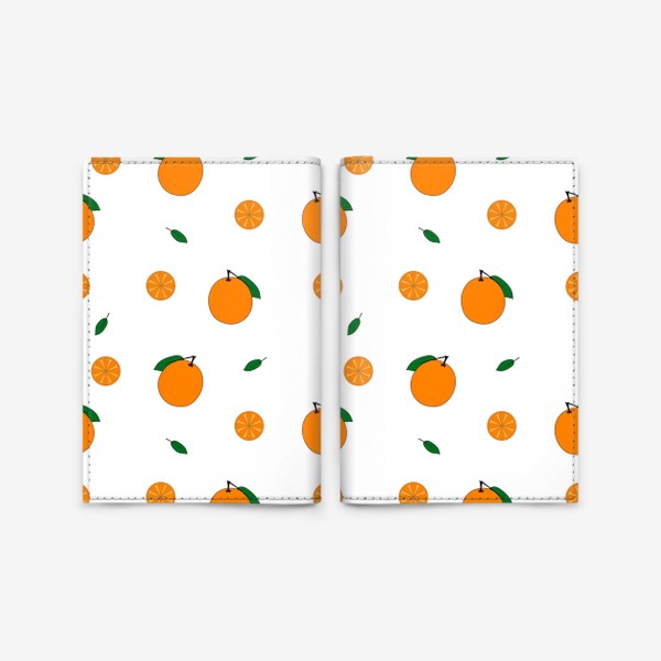 Обложка для паспорта «яркий фруктовый паттерн с апельсинами»