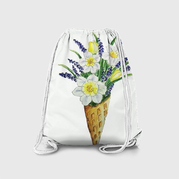 Рюкзак «Букет цветов в вафельном стаканчике»