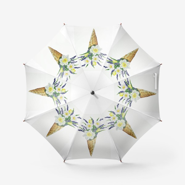 Зонт «Букет цветов в вафельном стаканчике»