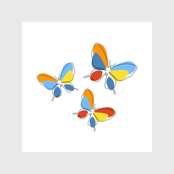 Шторы «Бабочки. Принт с абстрактными бабочками.»