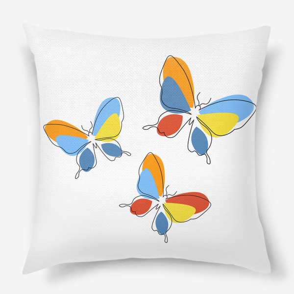 Подушка «Бабочки. Принт с абстрактными бабочками.»