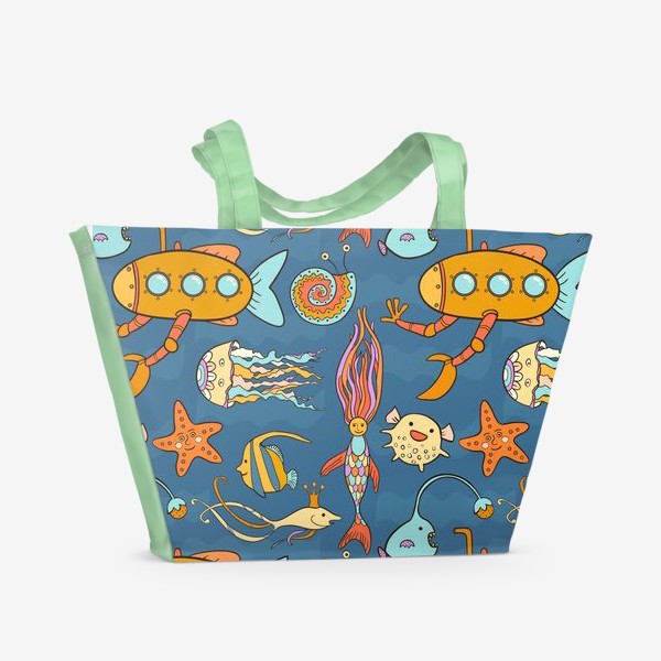 Пляжная сумка «Субмарина и подводный мир»