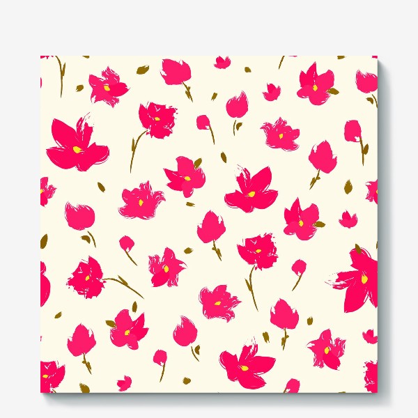 Холст «розовые цветы акварель»