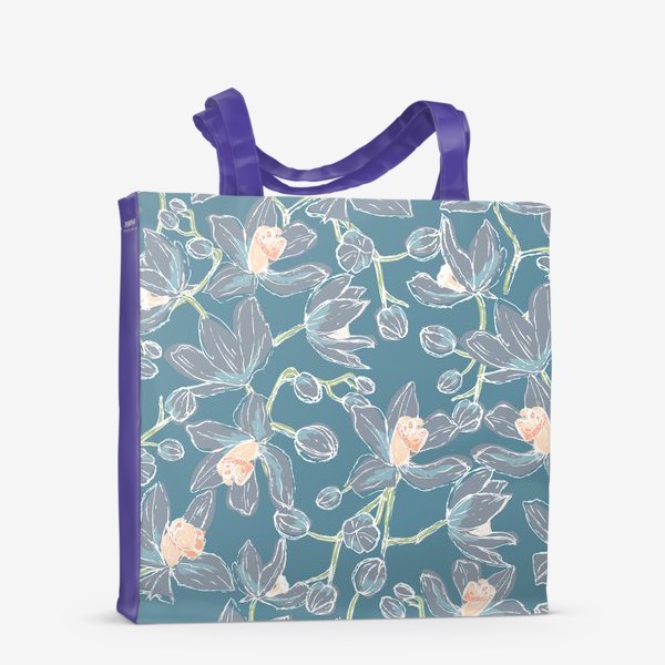 Сумка-шоппер «орхидеи на голубом»