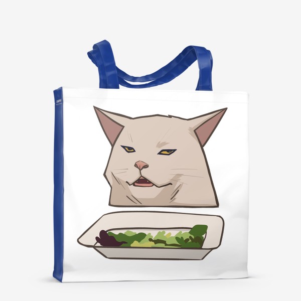 Сумка-шоппер «Спорящий кот с салатом, мем»