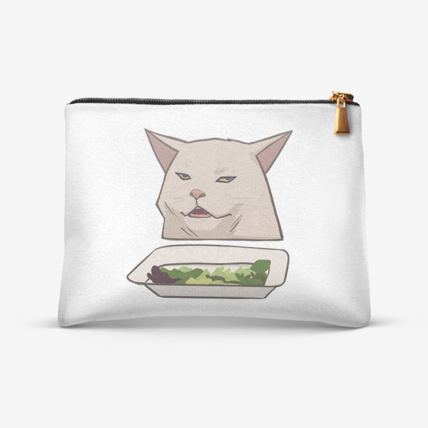 Косметичка «Спорящий кот с салатом, мем»