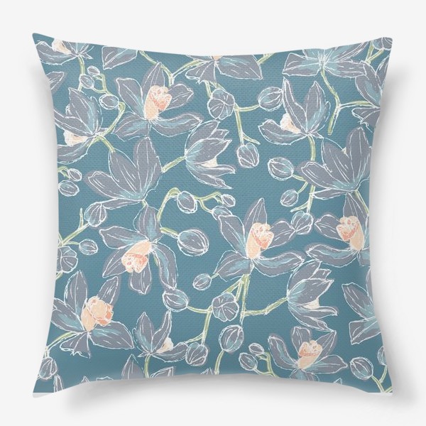 Подушка «орхидеи на голубом»