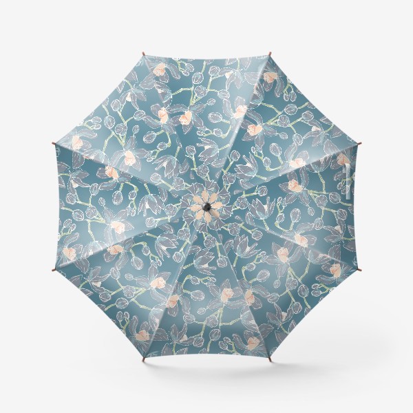 Зонт &laquo;орхидеи на голубом&raquo;