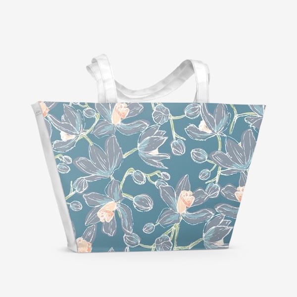 Пляжная сумка «орхидеи на голубом»