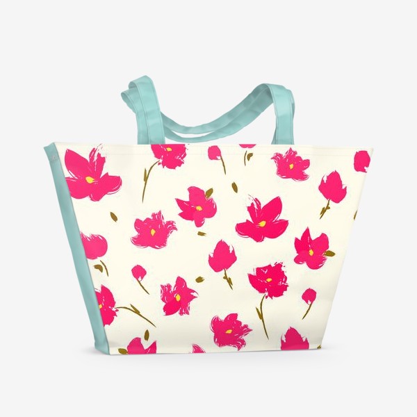 Пляжная сумка «розовые цветы акварель»