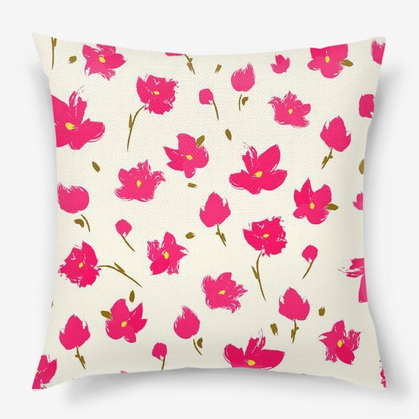 Подушка «розовые цветы акварель»
