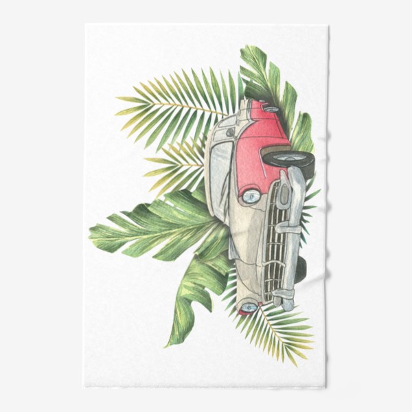 Полотенце «Ретро автомобиль в листьях пальм»